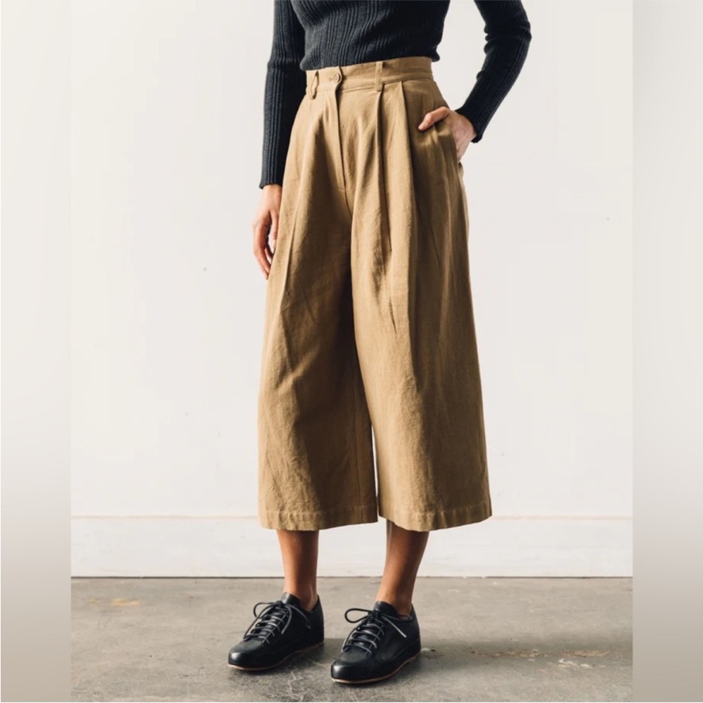 Women's Tan Wide-Leg Trousers